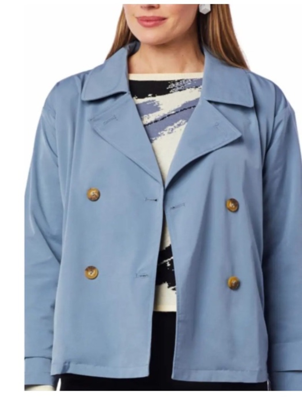 Womens Double-Breasted Trench Coat in Slate Blue